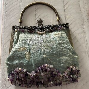 Elegant Beaded Handbag with Floral Embroidery